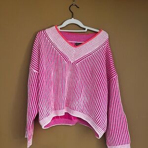 pink and white preppy sweater